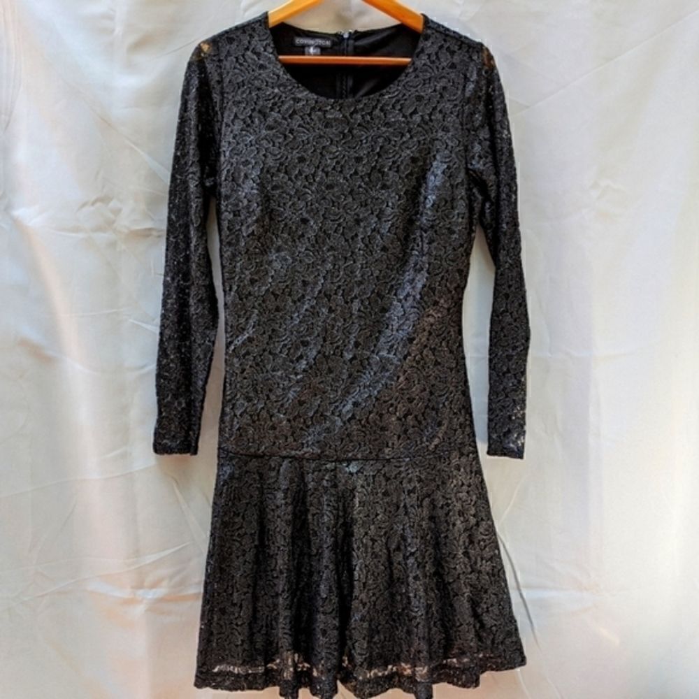 Black metallic lace Covington dress